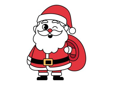 Mutlu Noel Baba çizgi film karakteri çizimi