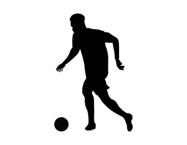 Top vektörü illüstrasyonlu futbolcu siluetleri.