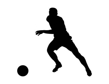 Top vektörü illüstrasyonlu futbolcu siluetleri.