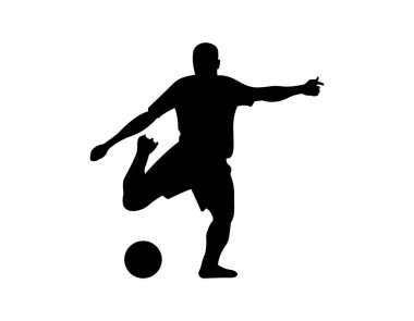 Top vektörü illüstrasyonlu futbolcu siluetleri.