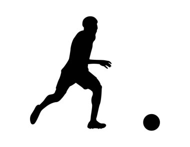 Top vektörü illüstrasyonlu futbolcu siluetleri.