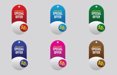 Renkli satış etiketi koleksiyon vektör sanatı