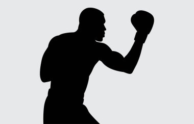 Beyaz arka planda siyah bir boksör silueti