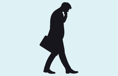 Vector art of businessman silhouette isolated on white background clipart