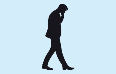 Beyaz arka planda izole edilmiş iş adamı silueti vektör sanatı