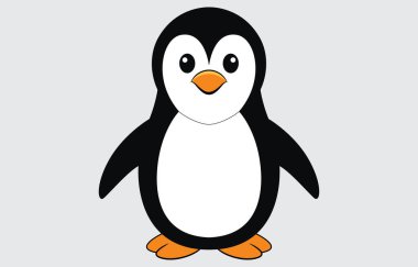 Beyaz arkaplanda Penguen Çizgi Filmi illüstrasyon Sanatı