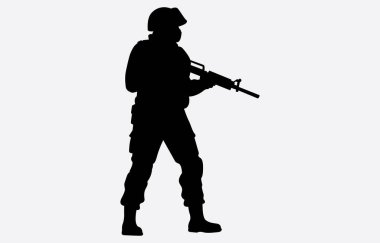 Beyaz arka planda bir asker silueti