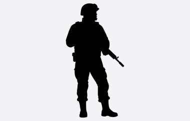 Beyaz arka planda bir asker silueti