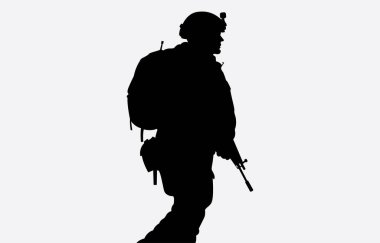 Beyaz arka planda bir asker silueti