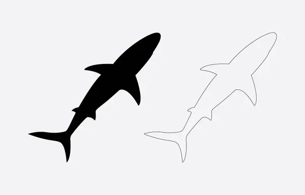 Köpekbalığı Silueti Vektör Resimleri beyaz arkaplanda izole edildi