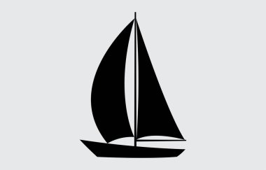 Yelkenli tekne silueti vektör sanatı Beyaz arka planda izole