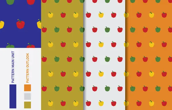 Capsicum renkli dikişsiz tekstil kumaş desen koleksiyon vektörü çizimi