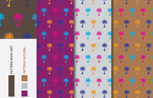 Palmiye ağacı renksiz tekstil kumaş desen koleksiyon vektörü çizimi