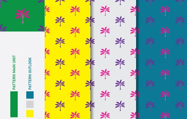 Muz ağacı renksiz tekstil kumaş desen koleksiyon vektörü çizimi