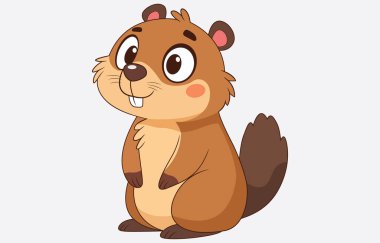 Beyaz arka planda izole edilmiş şirin Dağ Sıçanı Çizgi Filmi Vektör İllüstrasyonu