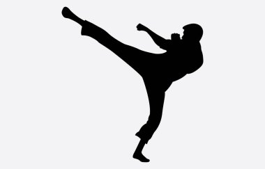 Yüksek Tekme Siluet Çizim Vektör Sanatı Yapan Adam