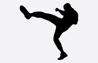 Yüksek Tekme Siluet Çizim Vektör Sanatı Yapan Adam