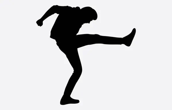 Yüksek Tekme Siluet Çizim Vektör Sanatı Yapan Adam