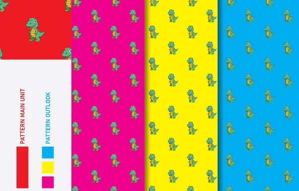 Dinozor renksiz, tekstil kumaş desenli koleksiyon vektörü çizimi