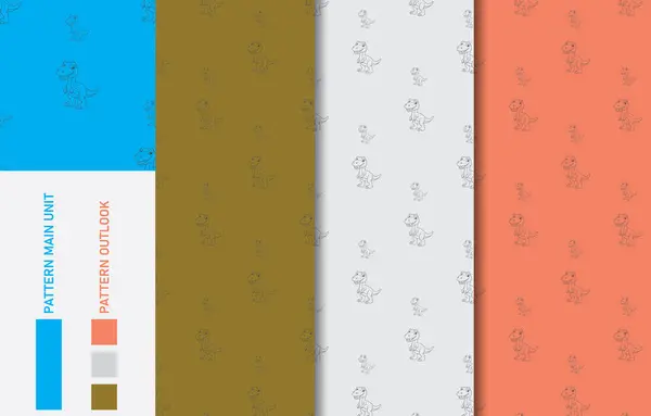 Dinozor renksiz, tekstil kumaş desenli koleksiyon vektörü çizimi