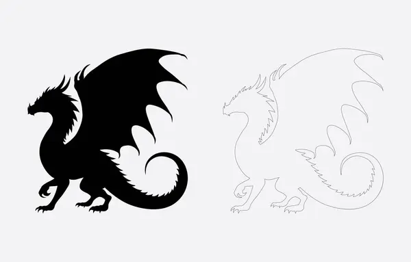 Ejderha siluet vektör sanatı Beyaz arkaplanda izole