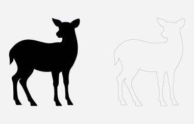 Geyik silueti vektör sanatı Beyaz arkaplanda izole