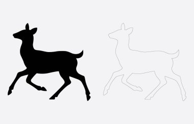 Geyik silueti vektör sanatı Beyaz arkaplanda izole