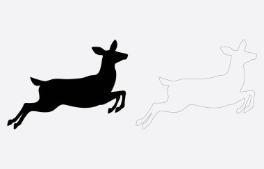 Geyik silueti vektör sanatı Beyaz arkaplanda izole