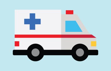 Sağlam arkaplanda renkli ambulans vektör çizimi