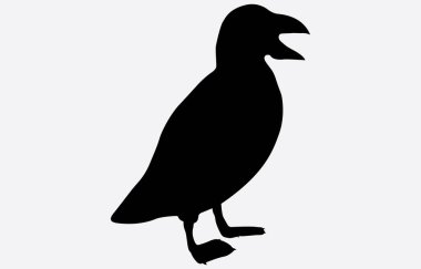 Puffin kuşu siluet vektör sanatı Beyaz arka planda izole