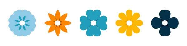 Des Fleurs Fleurs Icônes Vectorielles Isolées Dans Design Plat Fleur — Image vectorielle