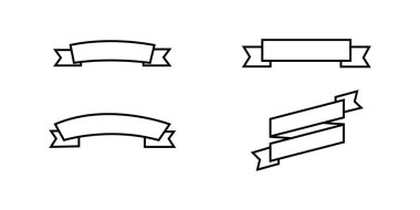 Kurdele şablonu. Kurdeleler basit bir çizgi dizaynında. Kurdeleler, izole edilmiş. Siyah bantlar. Vektör illüstrasyonu