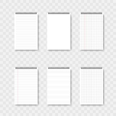 Boş Defter ya da Düzenleyici. Şablon Kağıt Kağıt Kağıt Not Defteri. Vektör illüstrasyonu