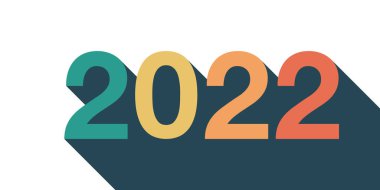 2022 mutlu yıllar. 2021 renkli sayılar tasarım şablonu. Logo 2022 Mutlu yıllar. Pankart ya da minimalist moda tasarımlı tebrik kartı. Vektör illüstrasyonu