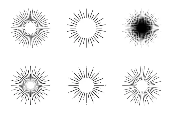 Coup Soleil Les Rayons Icônes Vectorielles Sunburst Rayons Dans Design — Image vectorielle