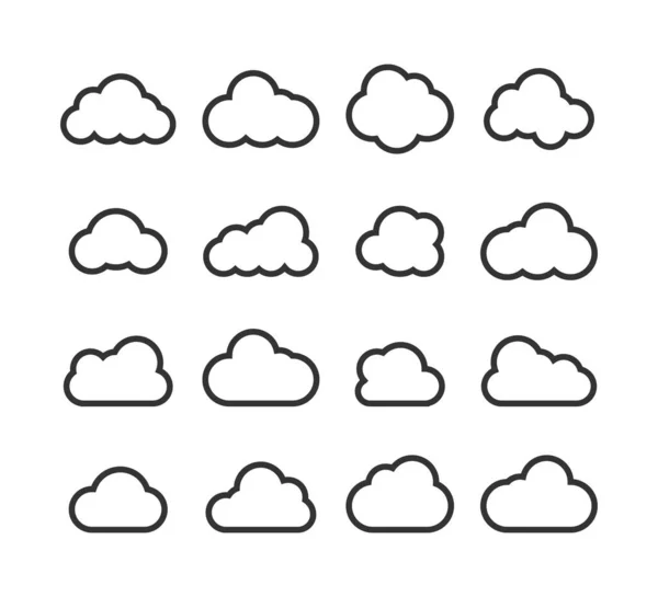 Collection Nuages Icônes Vectorielles Cloud Nuages Ligne Conception Simple Illustration — Image vectorielle