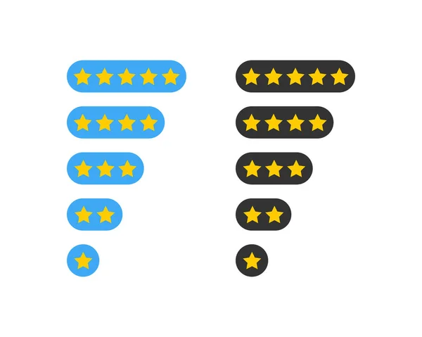 星のアイコンの評価 5つ星のフィードバック 製品評価または顧客レビューアプリの5つ星 ベクターイラスト — ストックベクタ