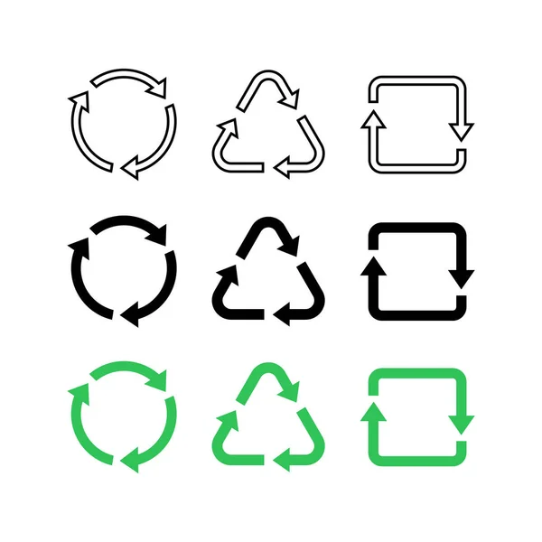 Recykling Symboli Ikony Wektora Recyklingu Ikona Recyklingu Odizolowana Ilustracja Wektora — Wektor stockowy
