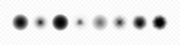 Collection Demi Tons Cercle Demi Teinte Forme Différente Halftone Isolé — Image vectorielle