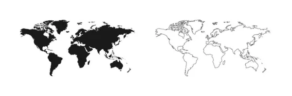 Carte Terre Carte Terre Lignes Planes Simples Isolée Carte Monde — Image vectorielle