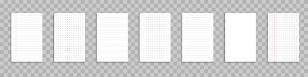 Бумажные Чистые Листы Векторная Бумага Строке Сетке Дизайн Полотен Сетка — стоковый вектор