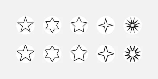 Collection Étoiles Étoiles Linéaires Cercle Blanc Isolées Icône Vectorielle Étoile — Image vectorielle