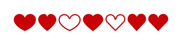 Coeur Rouge Coeur Collection Icônes Red Hearts Isolées Illustration Vectorielle — Image vectorielle