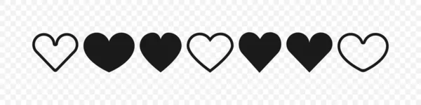 Coeur Noir Coeur Collection Icônes Black Hearts Isolées Illustration Vectorielle — Image vectorielle