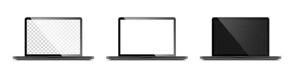 Ноутбук Макет Ноутбука Белым Черным Прозрачным Экраном Векторная Иллюстрация — стоковый вектор