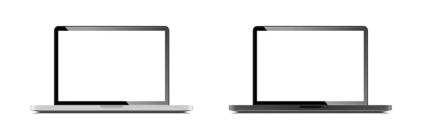 Laptop Prata Espaço Cinza Laptop Com Tela Branca Ilustração Vetorial —  Vetores de Stock