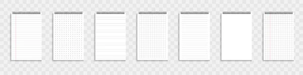 Cuaderno Blanco Organizador Conjunto Plantillas Hojas Papel Cuaderno Ilustración Vectorial — Archivo Imágenes Vectoriales