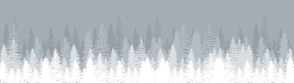 Winterlandschaft Mit Schneebedecktem Tannenwald Kiefern Set Aus Kiefer Fichte Und — Stockvektor