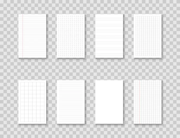 Papierowe Arkusze Arkusz Papieru Linii Kwadratowe Kropki Projektowania Ilustracja Wektora — Wektor stockowy