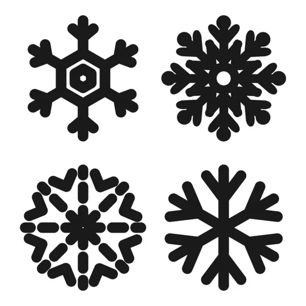 Copos Nieve Invierno Iconos Negros Vector Ilustración — Vector de stock